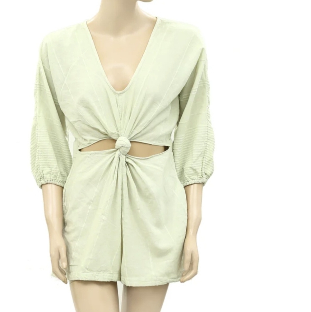 Free People NWT  Knotty But Nice Soft Green Romper XS